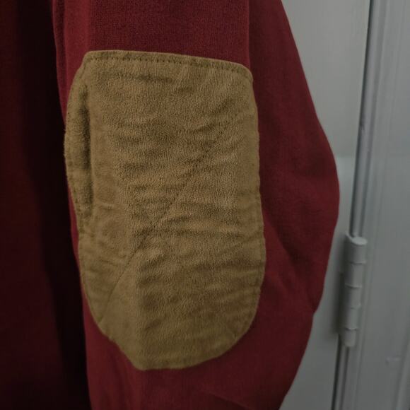 Men's Woolrich 1/4 Zip Burgundy Elbow Patch Pullover Sweatshirt Sz XL Utility - Picture 3 of 7